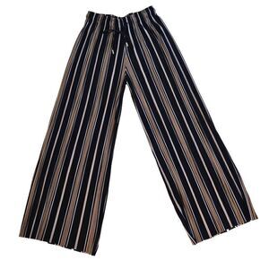 Victorias Place Womens Black Gold Striped Palazzo Pants Medium